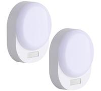 SEBSON LED Night Light with Motion Sensor Pack of 2 - Battery Operated, Twilight Sensor, On/Off Switch, Range 3m/120° - Warm White Night Lamp