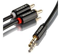 SEBSON RCA Audio Cable 1m, 2 Phono to 3,5mm Jack, Male to Male, Gold Plated, Shielded, RCA Adapter for Speakers, Amplifier, Hifi