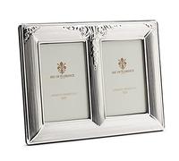 SEC OF FLORENCE 7416/6x9 Double Photo Frame in Solid Silver 925 with Mahogany Wood Back