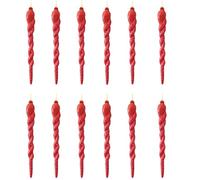 SECALIFE 12 PCS Red Glitter Droplet Baubles, 13CM Christmas Tree Ornaments, Glitter Finish, Twisted Design