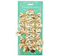SECALIFE 12 Pieces Christmas Ribbon Bows Ornaments Xmas Tree Bowknot Velvet Ribbon Bows Christmas Bows for Tree Decorations Presents Wrapping Craft Supplies, Gold