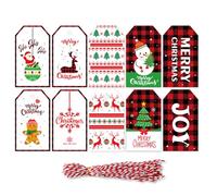 SECALIFE 50 PCS Brown Tags Kraft Paper Tags Craft Tags, Gift Tags for DIY Christmas Party Presents Tags with Hanging String, 7#,pattern 7