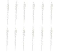 SECALIFE Icicles Decorations 12 PCS Christmas Tree Decorations Fake Snow Droplet Baubles, 13CM Icicles Christmas Hanging Glitter Droplet Baubles Icicle Christmas Tree Decorations, White
