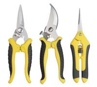 Secateurs Pruning Flowers Gardening Scissors: 3pcs Professional Stainless Steel Set Clippers Tools for Plants, Tree Branches, Fruit Picking, Ideal Gifts for Gardeners (Yellow)