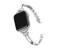 Secbolt Bands Compatible with Apple Watch Band 38mm 40mm 41mm iWatch SE Series 9/8/7/6/5/4/3/2/1, Slim Dressy Metal Bracelets with Rhinestones for Women, Silver