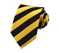 Secdtie Men Classic Striped Black Yellow Jacquard Woven Silk Tie Formal Necktie