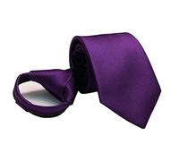 Secdtie Mens Boys Skinny Zipper Tie Wedding Solid Color Easier Designer Neckties - purple - One size