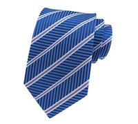 Secdtie Men's Classic Stripe Jacquard Woven Silk Tie Formal Party Suit Necktie, Blue White, One size