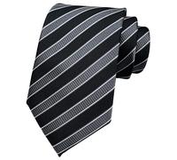 Secdtie Men's Classic Stripe Silk Jacquard Fabric Necktie Formal Party Suit Necktie, Grey Black, One Size, Grey Black, One size