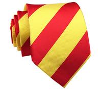 Secdtie Men's Large Striped Jacquard Woven Silk Tie Formal Business Necktie, Red Yellow, One size