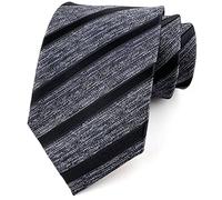 Secdtie Men's Striped Woven Tie Business Patterned Formal College Daily Dress Neckties, Grey Black, One size