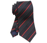 Secdtie Men's Ties Stripe Necktie Plain Formal Wedding Tie For Men 3.15" (8CM), Black Red, One size