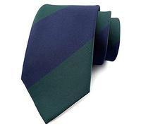 Secdtie Men's Wide Stripe Ties Jacquard Pattern Business Formal Designer Neckties, Navy Forest Green, One size