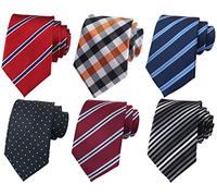 Secdtie Pack of 4 Men's Classic Stripe Checks Jacquard Woven Tie Formal Party Neckties, 6 Pack 2, One size