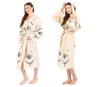 SECEL - Evil Eye Kimono Boho Beachwear Evil Eye Robe Aesthetic Handmade Bathrobe % 100 Cotton Robe for Women, Aojo, Único