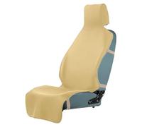 SECELES 1PC Extended Front Car Seat Protective Cover Waterproof for Dog Child SUV Van, Premium Neoprene Seat Protector Towel Anti Slip Sweat Universal Washable with 3 Buckle Straps (Beige-Yellow)