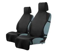 SECELES 2PCs Extended Waterproof Car Seat Covers Front with 3 Buckle Straps, Premium Washable Neoprene Non-Slip Backing Stain Resistant Car Seat Protection Cover for SUV Dog Child (Black*2)