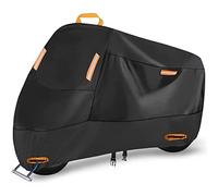 Seceles 300D Heavy Duty Motorcycle Cover, All Season Durable Waterproof Outdoor Protection Scooter Cover with 4 Reflective Strips Lock-Holes Storage Bag Fits up to 98" Yamaha Honda Harley Suzuki (XXL)