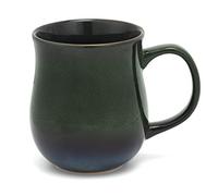 SECELES 500ml Large Ceramic Coffee Mug with Big Handle, 20 Oz Handmade Kiln Change Glaze Big Tea Cup for Office and Home, Hot and Cold Drinking, Microwave Dishwasher Freezers Safe (Ink Green)