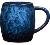 SECELES 600ml Large Ceramic Coffee Mug with Big Handle, Handmade Glaze 21 Oz Porcelain Tea Cup for Office and Home, Microwave and Dishwasher Safe for Birthday Anniversarie Christmas Gifts (Dark Blue)