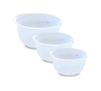 Secen London - 3 Piece Plastic Mixing Kitchen Bowl Set,Handles Easy Pour Spout and Non Slip, Three Sizes Small Large (2,5 Lt - 2 Lt - 1,5 Lt) (White)