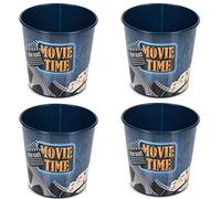 Secen LONDON - Reusable Plastic Popcorn Containers/Popcorn Bowls Set for Movie Theater Night,Washable in the Dishwasher,%100 BPA Free, Plastic Popcorn Containers, (4PCS Popcorn Basket),(Navy Blue)