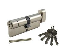 SecEuro Euro PVC Door Lock/Thumb Turn with 5 Keys Anti Drill Pick Bump Snap#Nickel~30/30~1 Lock (5 Matching Keys)