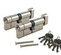 SecEuro Euro PVC Door Lock / Thumb Turn with 5 Keys Anti Drill Pick Bump Snap#Nickel~30/30~2 Locks (10 Matching Keys)