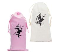 SECFOU 1 Pair Ballet Shoe Storage Bags Canvas Satin Drawstring Pouches with Protective Interior Dedicated Pocket Stylish Simple Design for Travel and Practice