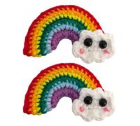 SECFOU 1 Pair Soft Comfortable Knitted Rainbow Hair Clips Made of Alloy and Woolen Yarn Chic and Delicate Hair Accessories for Babies Festival Random Color