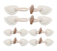 SECFOU 10 Pair Horn Toggle Buttons Heart-Shaped Pu Polyester Closure Beige for Jackets, Ponchos, DIY Sewing, Secure Fastening and Romantic Vintage Style