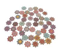 SECFOU 100pcs Colorful Wooden Flower Shaped Hanging Decorations for DIY Projects, Easy and Convenient to Use, Comes with Assorted Patterns, Classic Chic Style for Making Beautiful Craft