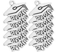 SECFOU 100pcs Graduation Cap Tassel Charm Alloy 2026 Mini Tassel Charm in Silver, Detachable Graduation Accessory for Graduation Party Favors and Bags