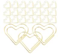 SECFOU 100pcs Heart-Shaped Metal Paper Clips in Golden Colour, Cute and Creative Tiny Paperclips for Organizing Papers at Home Or Office, Not Easy to Deform
