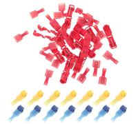 SECFOU 100pcs Quick Splice Wire Connectors T-tap Terminal Connectors with Nylon Fully Insulated Wire Splicer Kit 20 Blue + 20 Red + 10 Yellow Sets for Electrical Wiring and Cable Repair