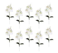 SECFOU 10pcs Artificial Orchids Artificial Phalaenopsis Simulated Flowers White Plastic Silk Cloth Realistic Elegant Style Vibrant Atmosphere Creation for Office and Dancing Party