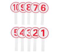 SECFOU 10pcs Handheld Number Score Paddles 1-10 White Background Red Digits 9.5x19cm Single-Sided for Voting Auctions Classroom Sports Presentations