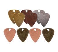 SECFOU 10pcs Metal Guitar Picks Necklace Set Bulk Thick Electric Acoustic Folk Guitar Accessories with Gold, Silver, Antique Bronze, Rose Gold Colors for Music Fans