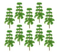 SECFOU 10pcs Miniature Plastic Pine Trees for Model Train Scenery, Green Small Trees for Crafts, Diorama Building and Realism Enhancement in Model Landscape