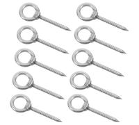 SECFOU 10pcs Stainless Steel Eye Screws Self-Tapping Round Ring Hooks Heavy Duty Versatile Solution Silver for Outdoor and Home Hanging