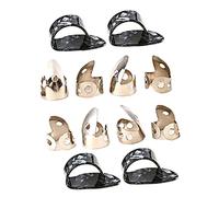 SECFOU 12Pcs Adjustable Metal Finger Picks Set with Stainless Steel Index and Celluloid Thumb Picks for Guitar Banjo Acoustic Classic Guitar Playing Protection