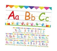 SECFOU 12pcs Alphabet Line Wall Cards for Classroom and Preschool Abc Flashcards with Early Literacy Words Handwriting Support Visual Learning Aid for Homeschool School Decor