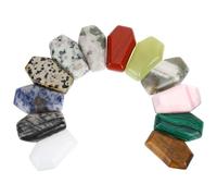 SECFOU 12pcs Coffin-Shaped Crystal Stones for DIY Jewelry Making Natural Therapy Gem Ornaments for Meditation Portable Healing Decor for Home Yoga and Office Use