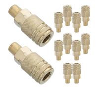 SECFOU 12pcs Industrial Quick Connect Air Hose Fittings, 1/4 Npt Tapered Thread Coupler, Cast Steel Sturdy Construction, Rapid Plug-in Connection for Angle Grinders and Air-Driven