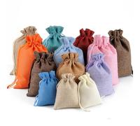 SECFOU 12pcs Linen Drawstring Bags 10x14cm Breathable Bags for Jewelry Storage and Candy Cookies, Lightweight, Not Easy be Ripped, for Christmas Festive Party Decoration