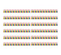 SECFOU 12pcs Magnetic Borders for Bulletin Board and Classroom Whiteboard, Colorful Decorative Trim Strips with Adhesive Backing, Suitable for Office and School Notice Boards