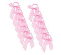 SECFOU 12pcs Pink Bow Napkin Rings with Checkered Ribbon Bow Design Sturdy Cloth Napkin Holders for Shower Bridal Brunch Dinner Table Decor Wine Charms Feminine Party Centerpieces