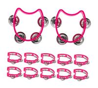 SECFOU 12pcs Plastic Handheld Tambourines for Adults Musical Bells for Rhythm Practice Educational Percussion Shakers for Early Learning Group Activities and Party Entertainment