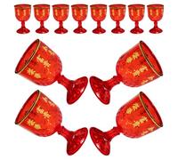 SECFOU 12pcs Small Wine Cups Plastic Red Vintage Style with Polished Edges 40ml Capacity Lightweight Round Shape for Weddings and Restaurants