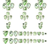 SECFOU 130pcs Green Glass Claws Rhinestones for DIY Crafts, Easy to Use Decorative Sew on Rhinestones with Pretty Shape Design, for Clothes DIY Making Materials